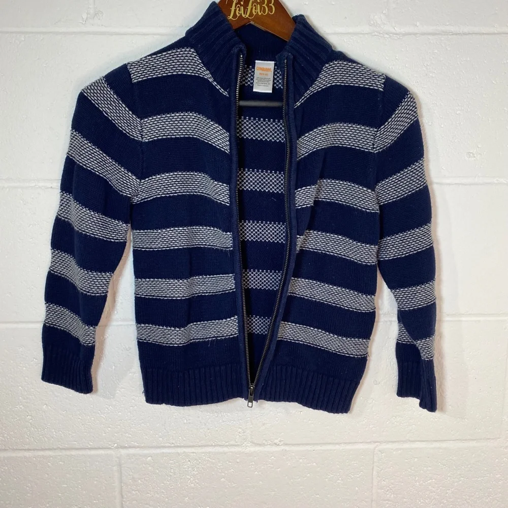 Gymboree Navy Striped Zip up Cardigan Jacket